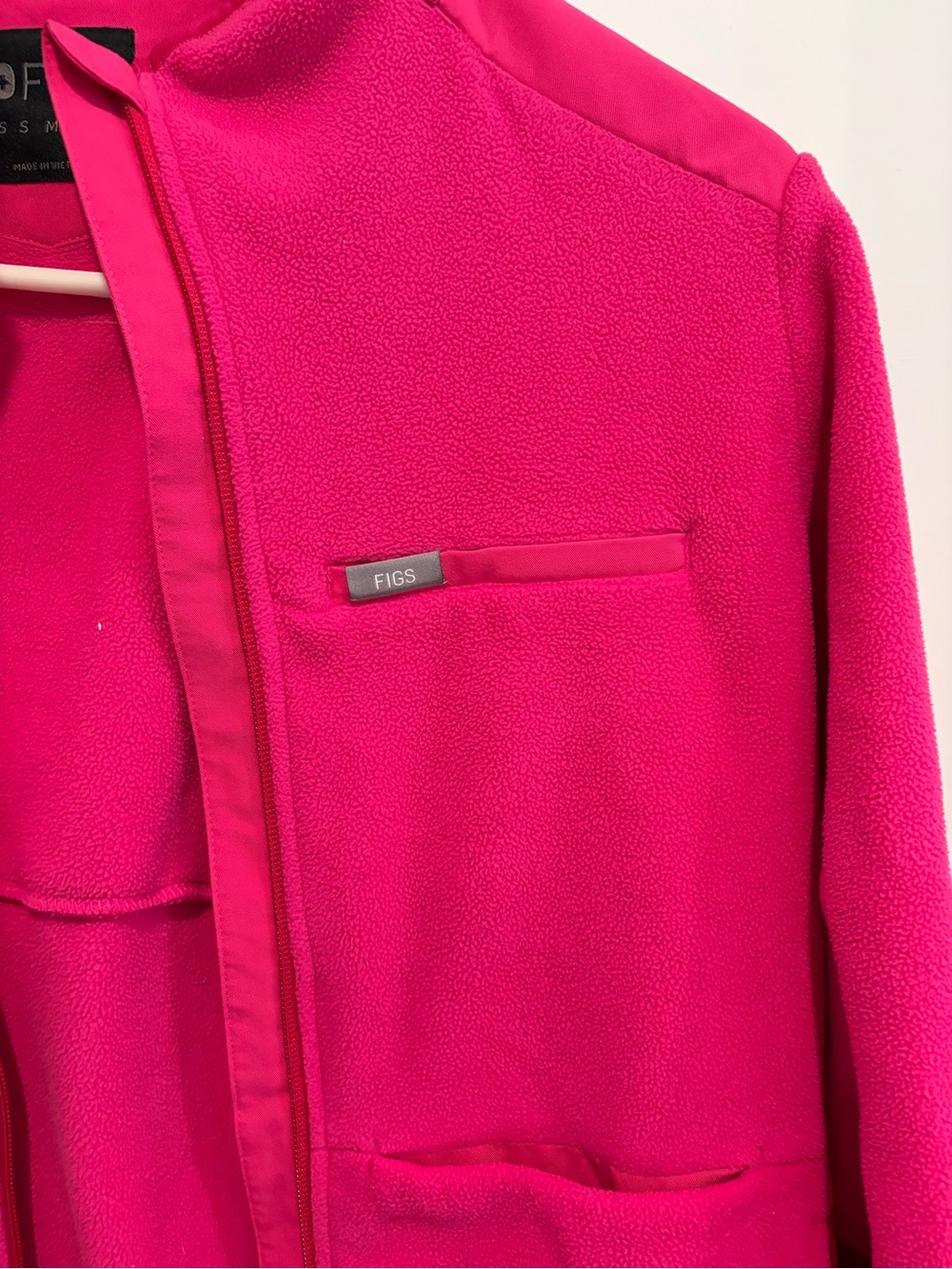 Figs On Shift Fleece Scrub Jacket Hot Pink - Picture 2 of 7